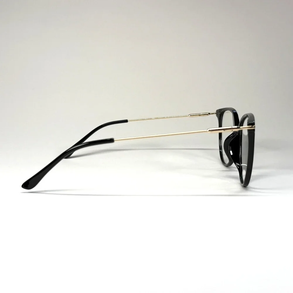 GROYE TR1696 Eyeglasses Frame Only 53-17-140 Black Gold Cat Eye Full Rim